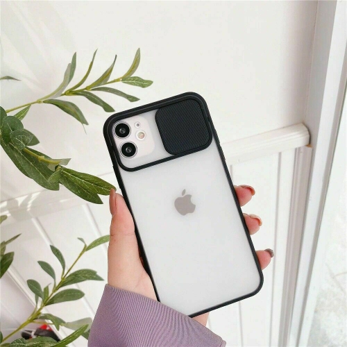 For Apple iPhone 12 / 12 Pro Black Case Shockproof TPU Smart Camera Protector Slide Back Cover