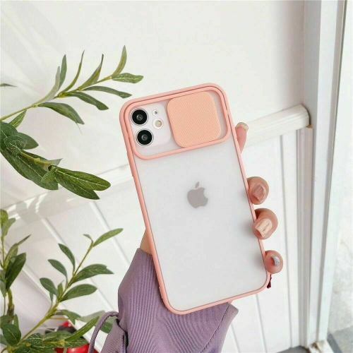 For Apple iPhone 12 / 12 Pro Pink Case Shockproof TPU Smart Camera Protector Slide Back Cover