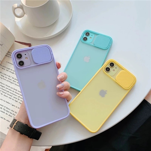 For Apple iPhone 12 / 12 Pro Purple Case Shockproof TPU Smart Camera Protector Slide Back Cover