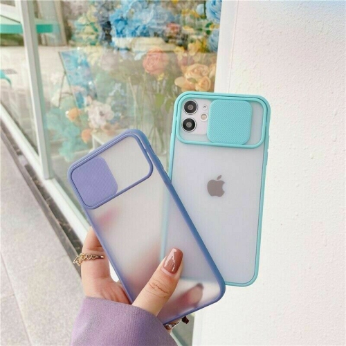 For Apple iPhone 12 / 12 Pro Purple Case Shockproof TPU Smart Camera Protector Slide Back Cover