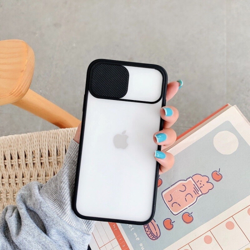 Étui rigide en polycarbonate et en TPUR avec protection de caméra coulissante pour iPhone 13 6,1 po avec chargement sans fil - Noir