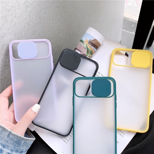 Étui rigide en polycarbonate et en TPUR avec protection de caméra coulissante pour iPhone 13 6,1 po avec chargement sans fil - Noir