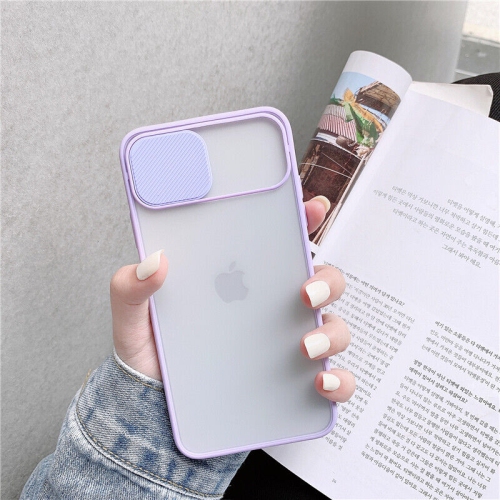 Hard PC and TPU Phone Case with Sliding Camera Protection for iPhone 13 6.1 inch with wireless charging - Purple
