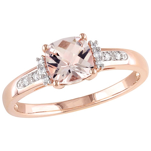 AMOUR  Cocktail Ring In Rose With Morganite & 0.05Ctw Pink/white Diamonds - Size 8 In Gold