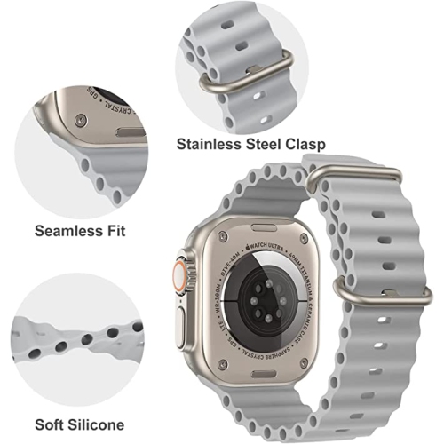 TopSave Ocean Band Compatible with Apple Watch Band 42mm 44mm 45mm 49mm, Adjustable Loop Silicone Waterproof Sport Strap for iWatch Series Ultra,1-8,