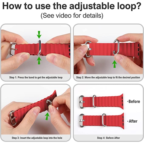 TopSave Ocean Band Compatible with Apple Watch Band 42mm 44mm 45mm 49mm, Adjustable Loop Silicone Waterproof Sport Strap for iWatch Series Ultra,1-8,