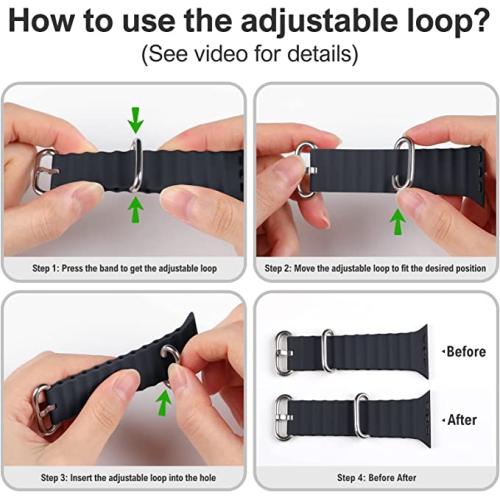 TopSave Ocean Band Compatible with Apple Watch Band 42mm 44mm 45mm 49mm, Adjustable Loop Silicone Waterproof Sport Strap for iWatch Series Ultra,1-8,