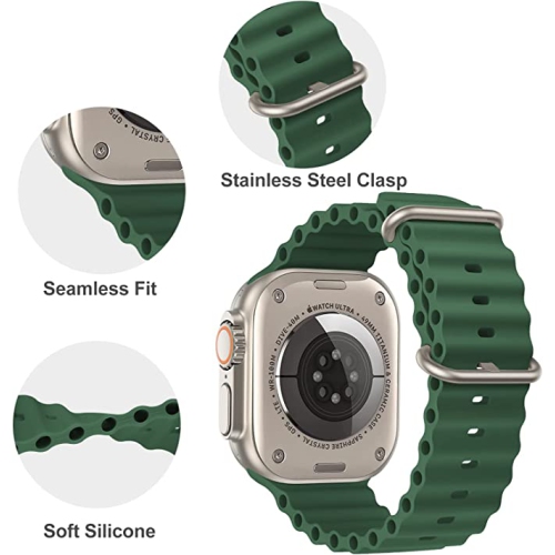 TopSave Ocean Band Compatible with Apple Watch Band 42mm 44mm 45mm 49mm, Adjustable Loop Silicone Waterproof Sport Strap for iWatch Series Ultra,1-8,