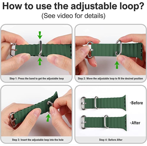 TopSave Ocean Band Compatible with Apple Watch Band 42mm 44mm 45mm 49mm, Adjustable Loop Silicone Waterproof Sport Strap for iWatch Series Ultra,1-8,