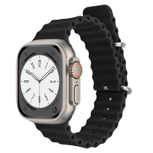 CC  Topsave Ocean Band Compatible With Apple Watch Band 38MM 40MM 41Mm, Adjustable Loop Silicone Waterproof Sport Strap for Iwatch Series 1-8 In Black