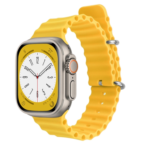 CC  Topsave Ocean Band Compatible With Apple Watch Band 38MM 40MM 41Mm, Adjustable Loop Silicone Waterproof Sport Strap for Iwatch Series 1-8 In Yellow