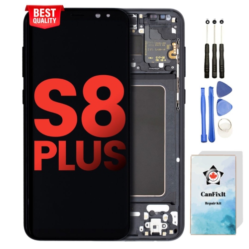 CanFixIt Screen Replacement for Samsung Galaxy S8 Plus S8+ Glass OLED Display Touch Digitizer LCD Assembly with Frame and Free Repair Tools Kits G955