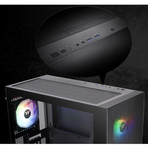 Thermaltake Divider 370 TG ARGB USB 3.0 Tempered Glass E-ATX Mid Tower 3 Fans Black Computer Case