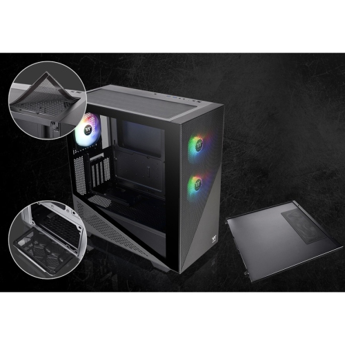 Thermaltake Divider 370 TG ARGB USB 3.0 Tempered Glass E-ATX Mid Tower 3 Fans Black Computer Case