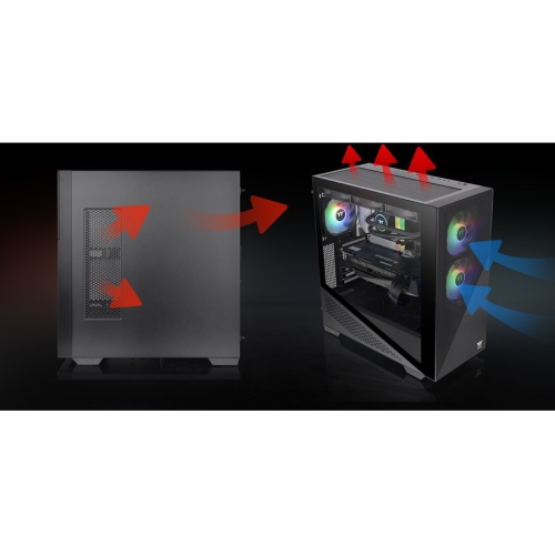 Thermaltake Divider 370 TG ARGB USB 3.0 Tempered Glass E-ATX Mid Tower 3 Fans Black Computer Case