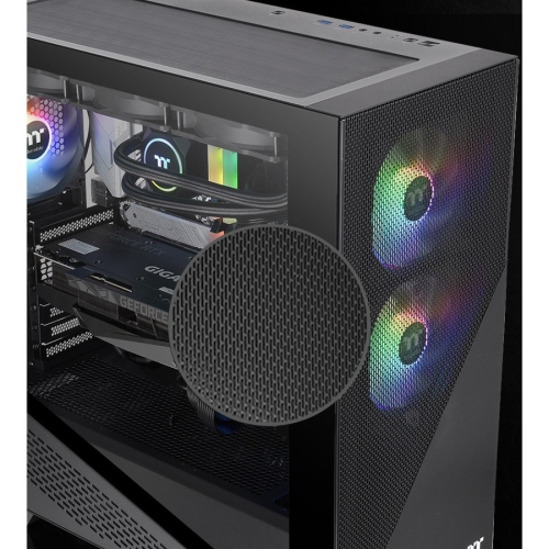 Thermaltake Divider 370 TG ARGB USB 3.0 Tempered Glass E-ATX Mid Tower 3 Fans Black Computer Case