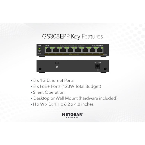 Netgear 8-Port Gigabit PoE+ Compliant Managed Switch -