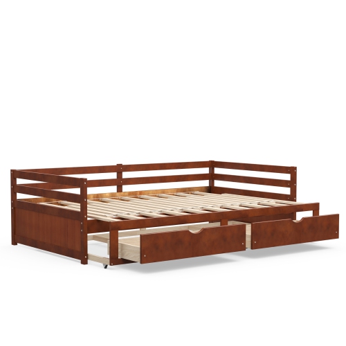 Costway Twin to King Daybed with 2 Drawers Wooden Sofa Bed for Bedroom Living Room