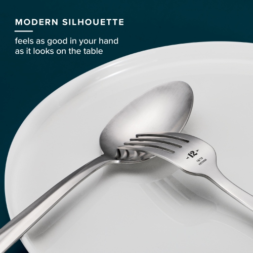 Table 12 Ensemble de couverts de 50 pièces, ensemble d'ustensiles de cuisine en acier inoxydable, argenterie sophistiquée