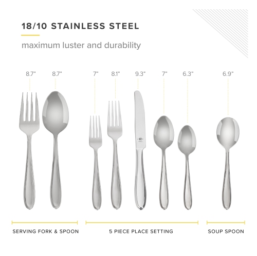 TABLE 12 26-Piece Stainless Steel Flatware Set with Beveled Round Edges, Service for 4