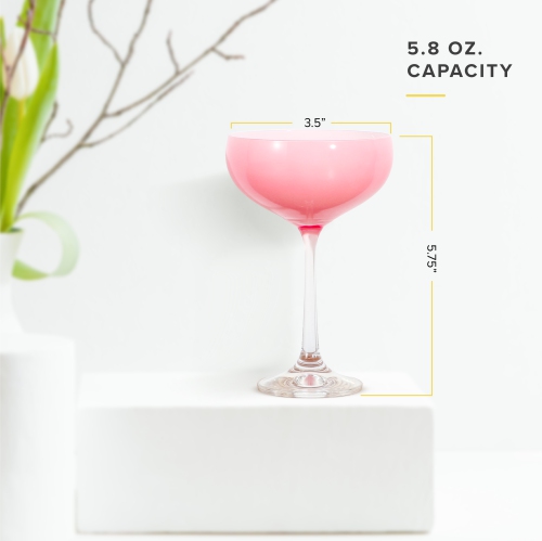 TABLE 12 5.8-Ounce Mini Coupe Cocktail Glasses, Glass Cups Set of 4, Champagne Glasses in Assorted Colors