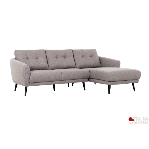 True Contemporary Elizabeth Tufted Sectional Sofa in Nia Grey