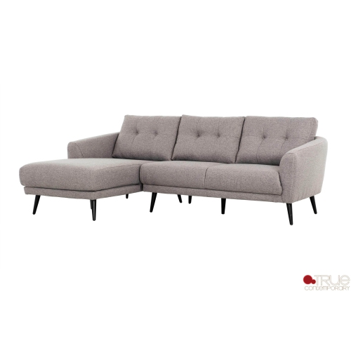 True Contemporary Elizabeth Tufted Sectional Sofa in Nia Grey