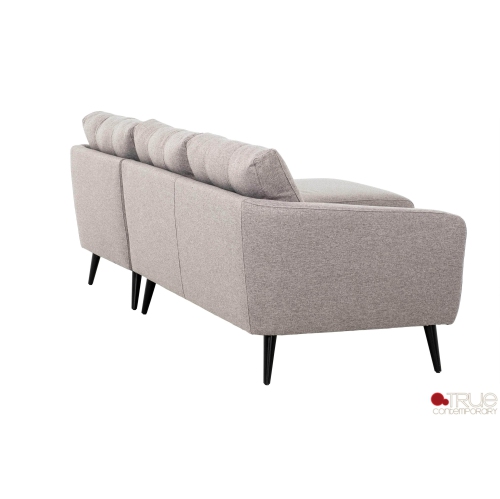 True Contemporary Elizabeth Tufted Sectional Sofa in Nia Grey