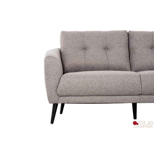 True Contemporary Elizabeth Tufted Sectional Sofa in Nia Grey