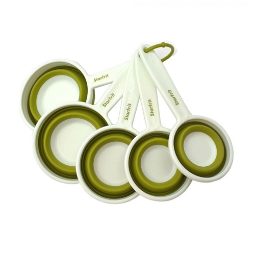 Starfrit - Set of 5 Collapsible Measuring Cups, Dishwasher Safe, Green