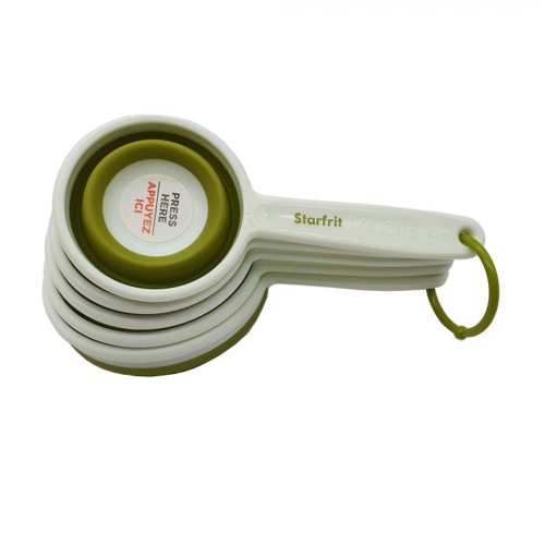 Starfrit - Set of 5 Collapsible Measuring Cups, Dishwasher Safe, Green