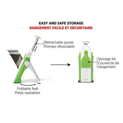 Starfrit - Pump'N'Slice French Fries/Vegetable Cutter, Cut into Sticks, Dice or Slice, Green