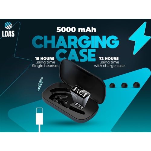 LDAS Oreillette Bluetooth G40 Trucker Oreillette Bluetooth avec microphone Annulation de bruit Casque supra-auriculaire sans fil avec base de