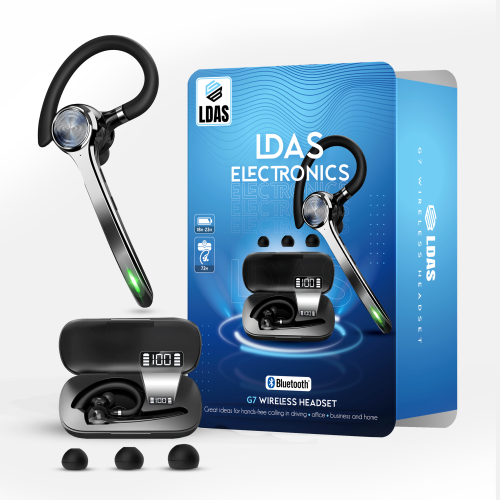 LDAS Oreillette Bluetooth G40 Trucker Oreillette Bluetooth avec microphone Annulation de bruit Casque supra-auriculaire sans fil avec base de