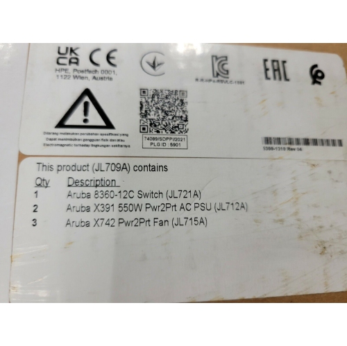 Open Box JL709A Aruba 8360-12C Power to Port 3 Fans 2 PSU Bundle JL709A