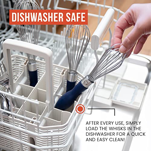 Chef Pomodoro Kitchen Whisk 3-Piece Set, Stainless Steel Wire Balloon Whisk Utensil, Baking Wisk Kitchen Cooking Tool