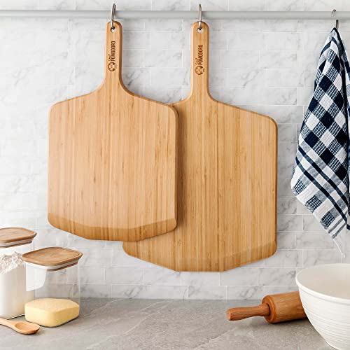 Chef Pomodoro 12-inch Bamboo Pizza Peel, Lightweight Wooden Pizza Paddle and Serving Board for Baking Homemade Pizza and Bread, Pizza Spatula Gourmet