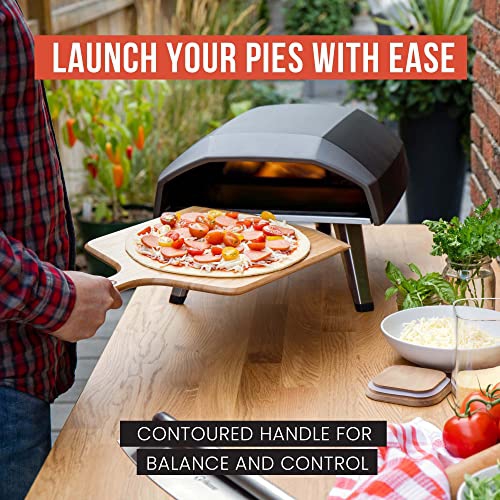 Chef Pomodoro 12-inch Bamboo Pizza Peel, Lightweight Wooden Pizza Paddle and Serving Board for Baking Homemade Pizza and Bread, Pizza Spatula Gourmet