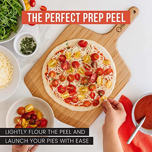 Chef Pomodoro 12-inch Bamboo Pizza Peel, Lightweight Wooden Pizza Paddle and Serving Board for Baking Homemade Pizza and Bread, Pizza Spatula Gourmet