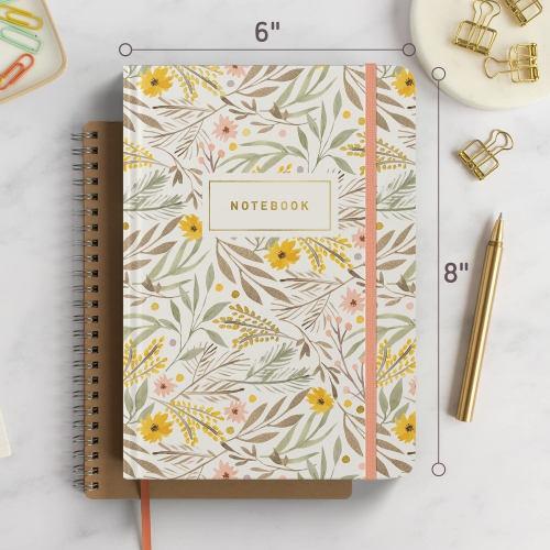 Rileys & Co Notebook Journal for Work and School - Lined Journal 8 x 6 Inches, Gold Foil Cover, Compact Notebook for Women, 240 Pages, Lined