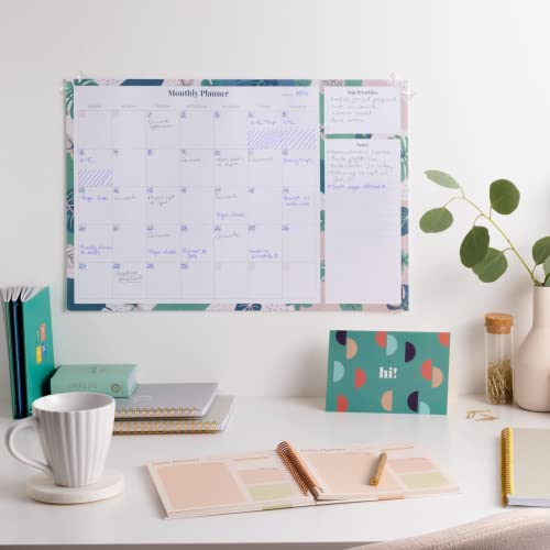 Rileys & Co Undated Monthly Calendar Planner, 16.5 x 11.4 in, Floral Print, Monthly Desk Pad, Tearsheet To Do list planner, Daily Planner Pad, Weekly