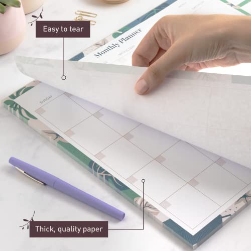 Rileys & Co Undated Monthly Calendar Planner, 16.5 x 11.4 in, Floral Print, Monthly Desk Pad, Tearsheet To Do list planner, Daily Planner Pad, Weekly