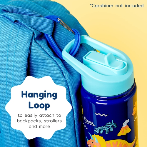 BOZ Kids Insulated Water Bottle with Straw Lid, Stainless Steel Vacuum Double Wall Water Cup with Scratch-Resistant Cute Print and Carry Handle,