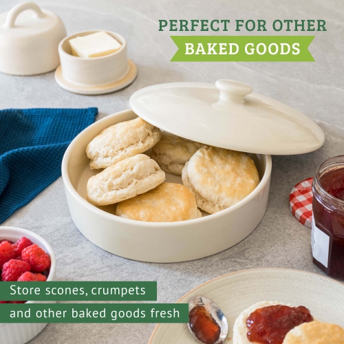 Chef Tacos Ceramic Tortilla Warmer, Microwavable, 8-Inch, Cream, Tortilla Holder Container, Pancake Keeper, Best for Storage Tortilleros, with Lid