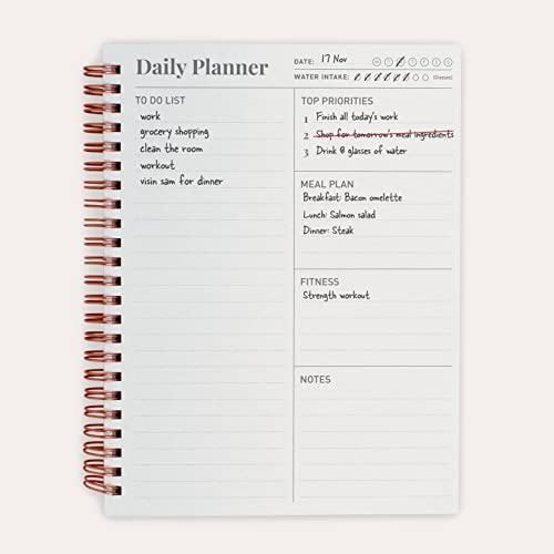 Rileys & Co Undated Planner For Women, 240 Pages To Do List Notebook, 8 x 6", Undated Daily Planner For Boosting Your Productivity, Daily To Do