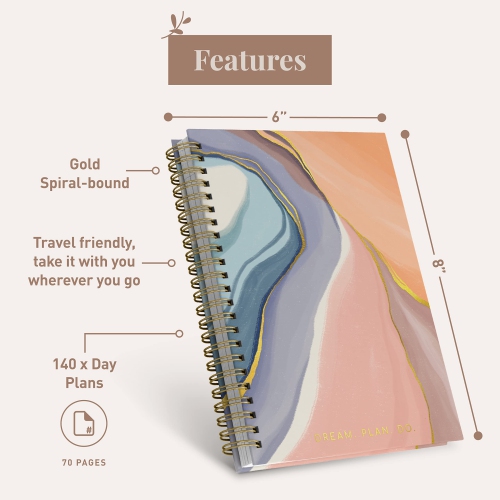 Rileys & Co Undated Planner For Women, 240 Pages To Do List Notebook, 8 x 6", Undated Daily Planner For Boosting Your Productivity, Daily To Do