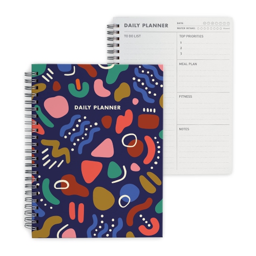 "Rileys & Co Undated Planner for Women, 240 Pages to Do List Notebook, 8 x 6"", Undated Daily Planner for Boosting Your Productivity, Daily to Do Planner (Abstract | Dark Blue)"