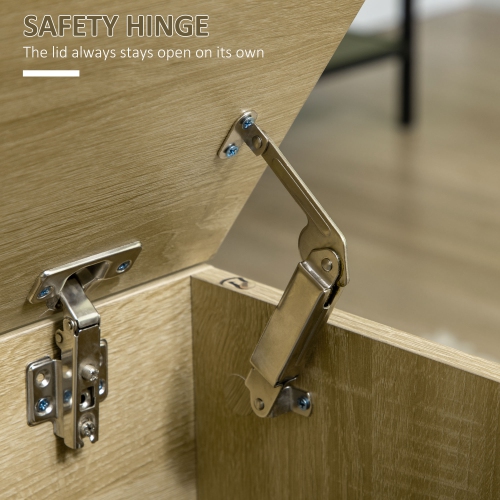 HOMCOM Storage Bench, Lift Top Storage Chest, Shoe Bench with Safety Hinges and Steel Legs, Storage Trunk for Bedroom, Entryway, 35.4x17.7x17.7