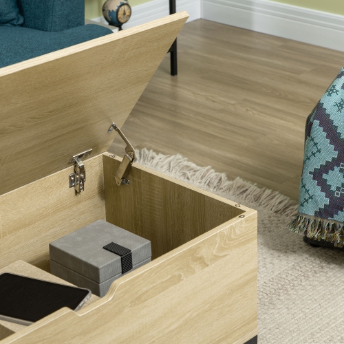 HOMCOM Storage Bench, Lift Top Storage Chest, Shoe Bench with Safety Hinges and Steel Legs, Storage Trunk for Bedroom, Entryway, 35.4x17.7x17.7
