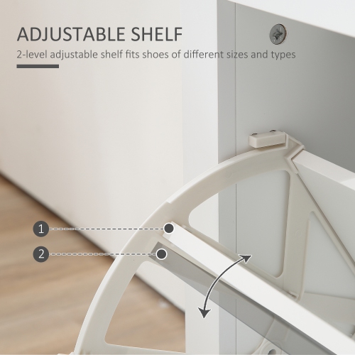 HOMCOM Narrow Shoe Cabinet with 2 Flip Drawers, Slim Shoe Storage Cabinet with Adjustable Shelves for 6-12 Pairs of Shoes for Entryway, Hallway, White